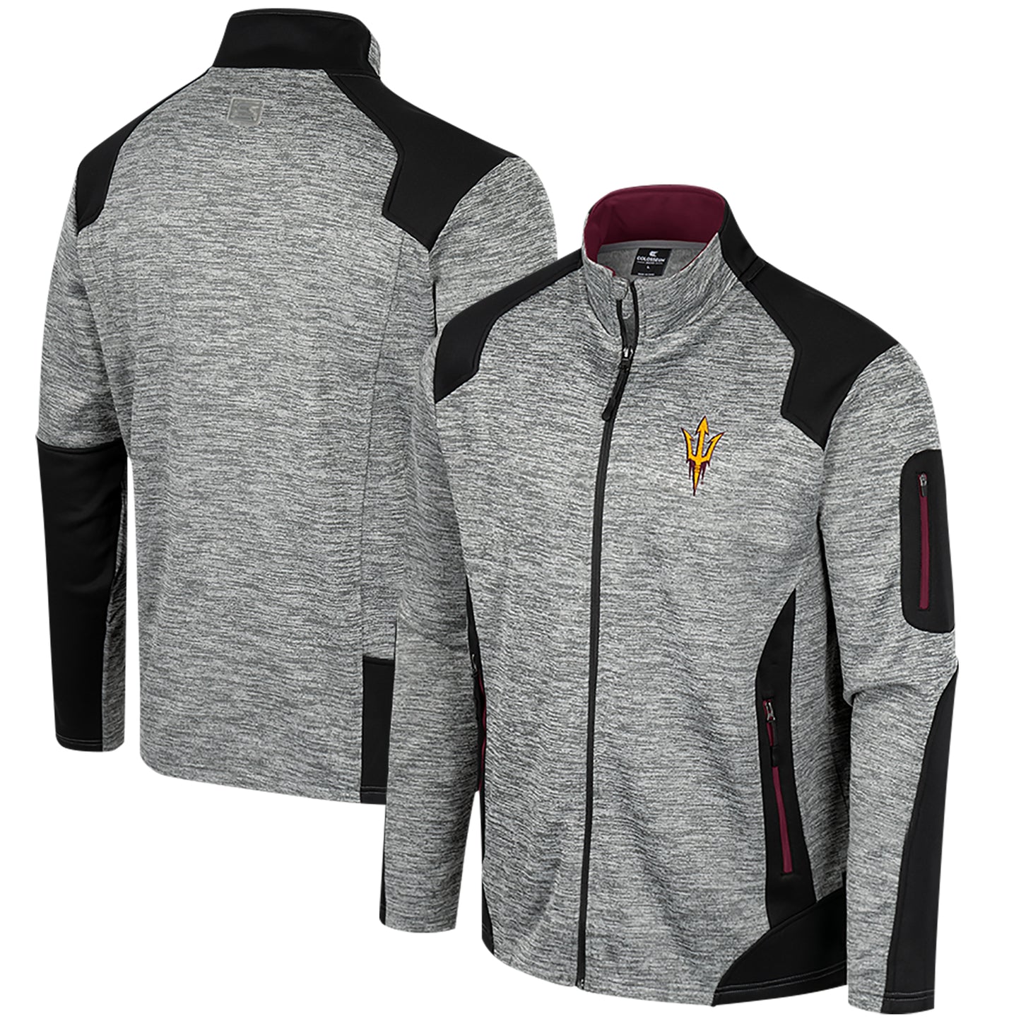 Men's Colosseum Gray Arizona State Sun Devils Silberman Color Block Full-Zip Jacket