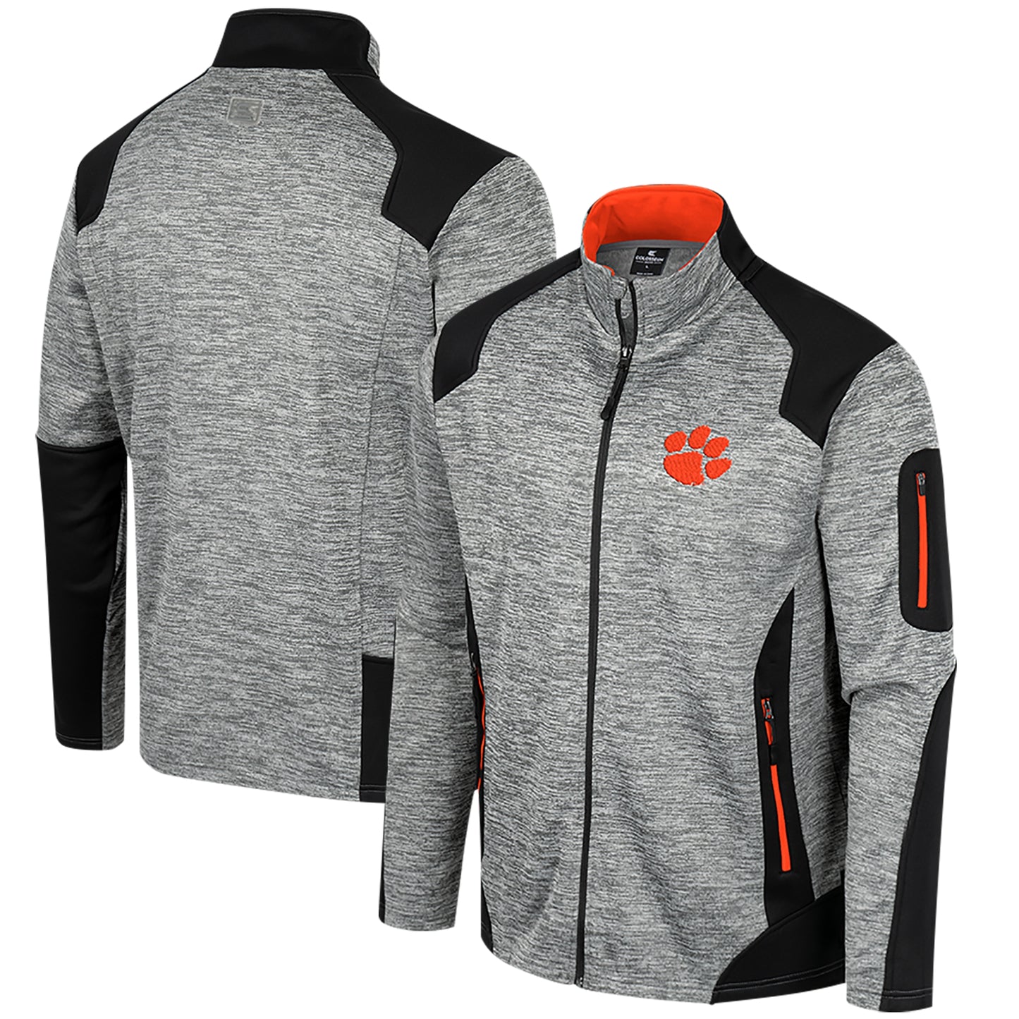 Men's Colosseum Gray Clemson Tigers Silberman Color Block Full-Zip Jacket