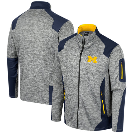 Men's Colosseum Gray Michigan Wolverines Silberman Color Block Full-Zip Jacket