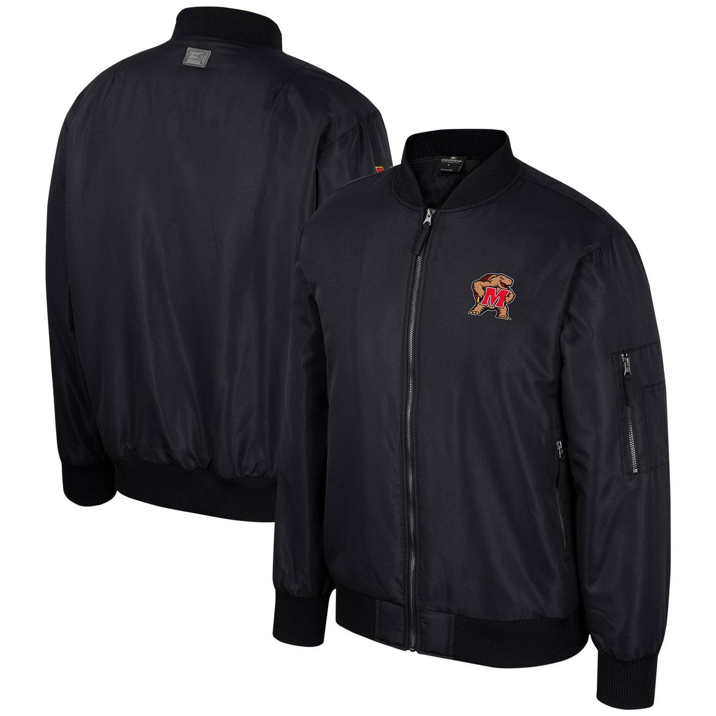 Men's Colosseum  Black Maryland Terrapins Full-Zip Bomber Jacket