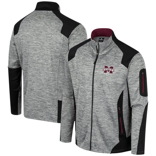 Men's Colosseum Gray Mississippi State Bulldogs Silberman Color Block Full-Zip Jacket