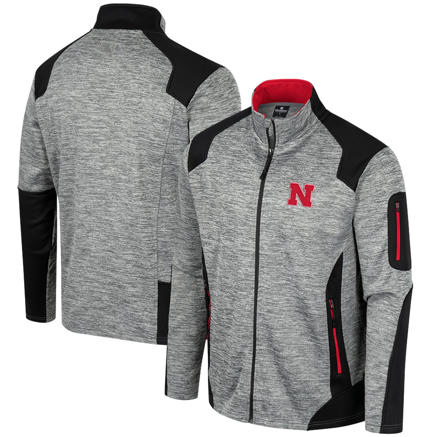 Men's Colosseum Gray Nebraska Huskers Silberman Color Block Full-Zip Jacket