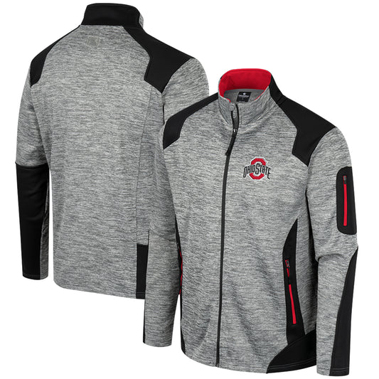 Men's Colosseum Gray Ohio State Buckeyes Silberman Color Block Full-Zip Jacket