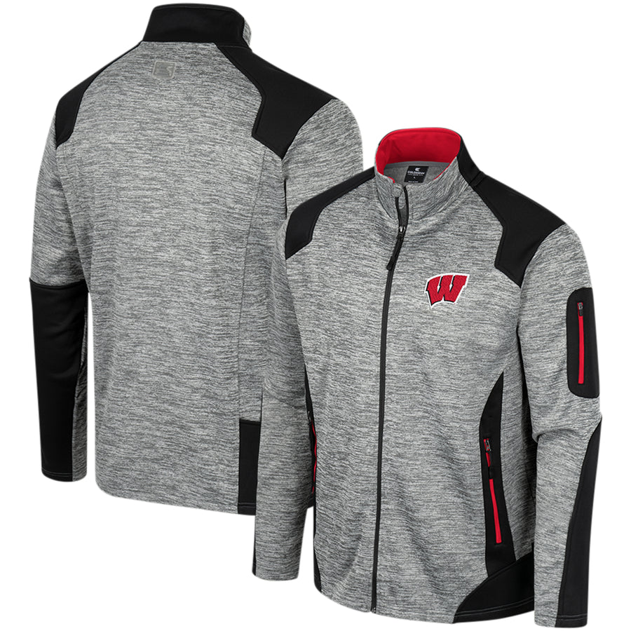 Men's Colosseum Gray Wisconsin Badgers Silberman Color Block Full-Zip Jacket