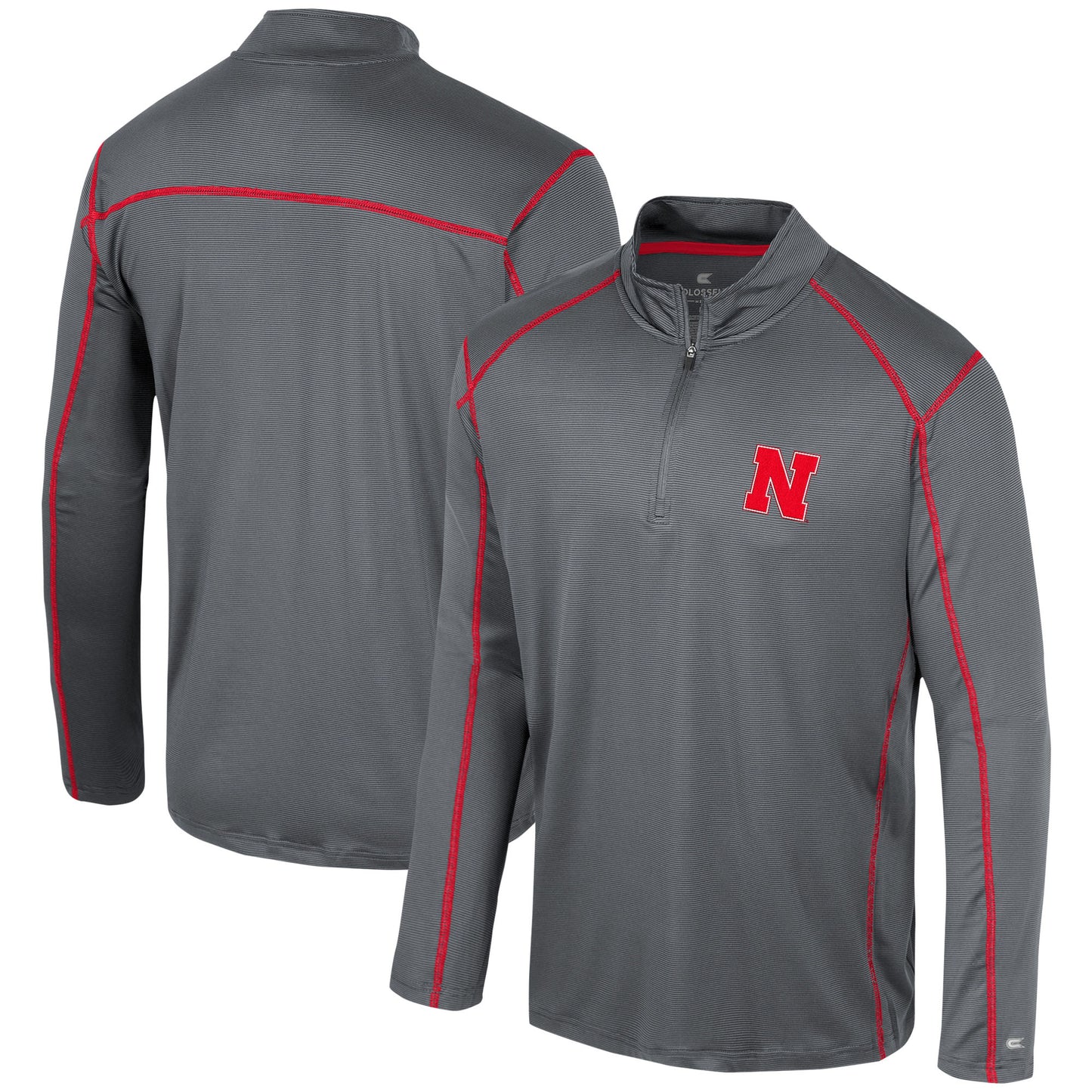 Men's Colosseum Black Nebraska Huskers Cameron Quarter-Zip Windshirt