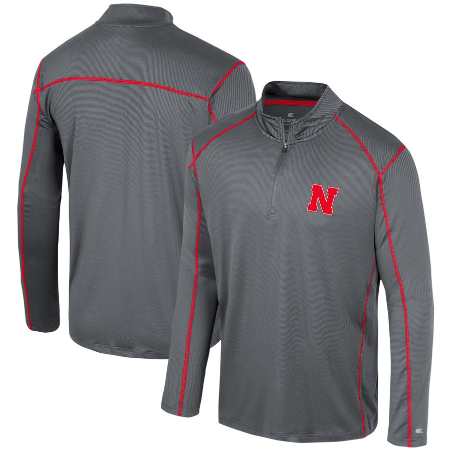 Men's Colosseum Black Nebraska Huskers Cameron Quarter-Zip Windshirt