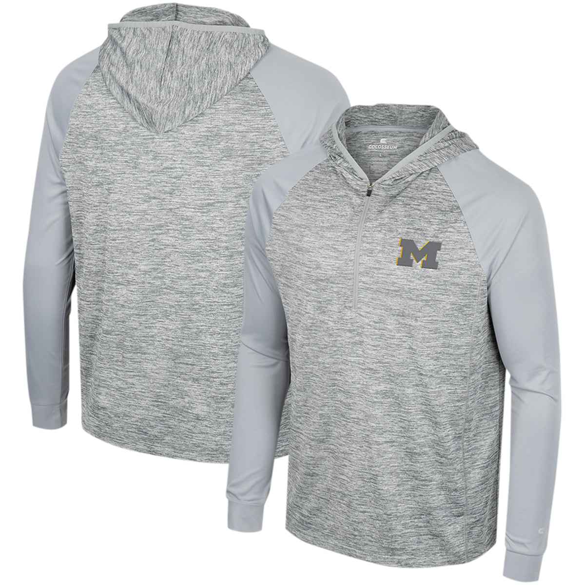 Men's Colosseum Gray Michigan Wolverines Cybernetic Raglan Quarter-Zip Hooded Top