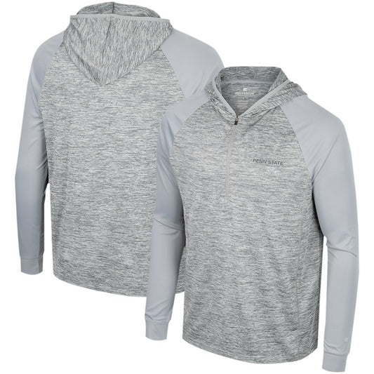 Men's Colosseum Gray Penn State Nittany Lions Cybernetic Raglan Quarter-Zip Hooded Top