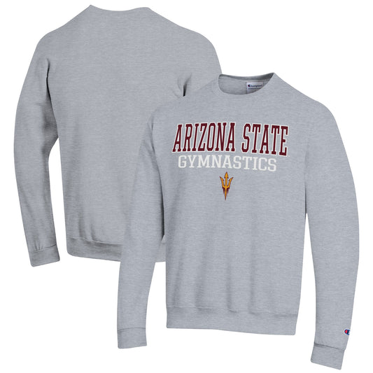 Men's Champion  Gray Arizona State Sun Devils Gymnastics Stack Powerblend Pullover Sweatshirt