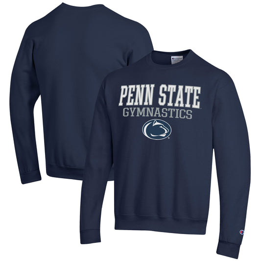 Men's Champion  Navy Penn State Nittany Lions Gymnastics Stack Powerblend Pullover Sweatshirt