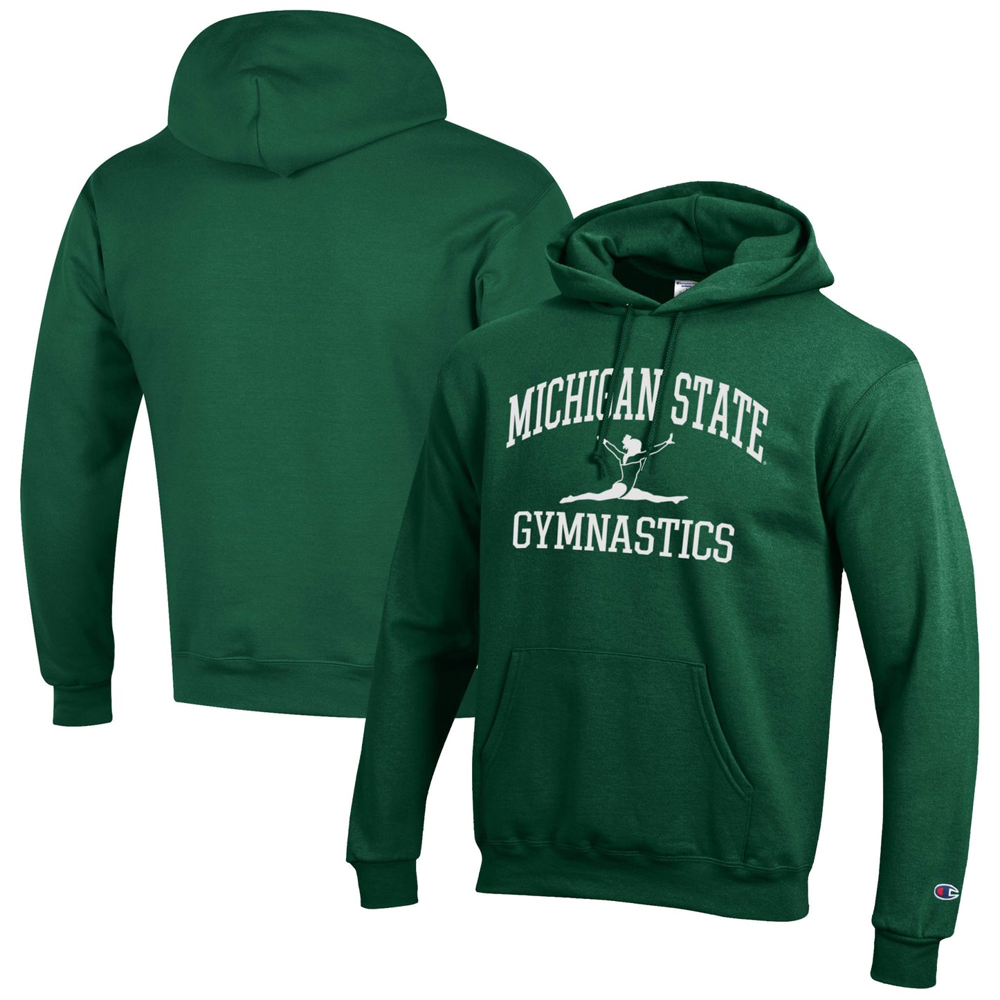 Men's Champion  Green Michigan State Spartans Gymnastics Icon Powerblend Pullover Hoodie