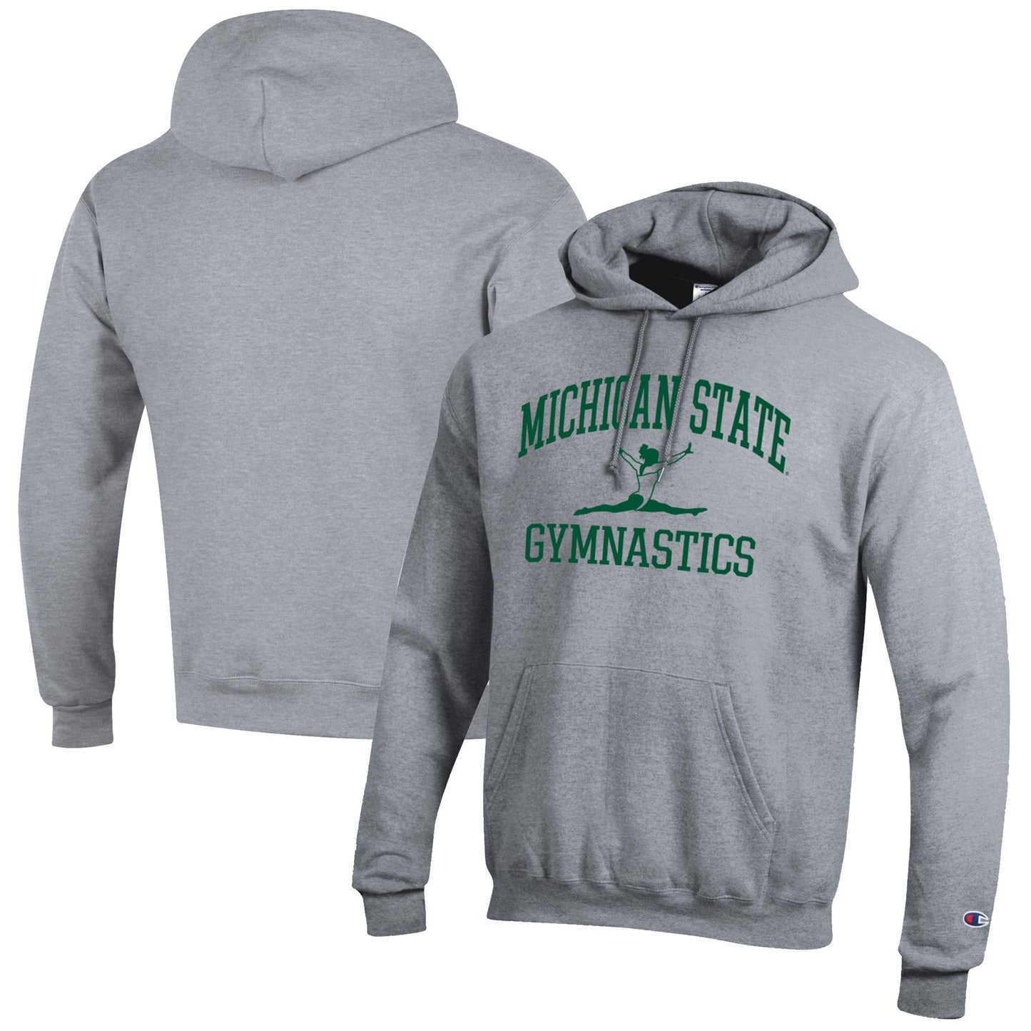 Men's Champion  Gray Michigan State Spartans Gymnastics Icon Powerblend Pullover Hoodie