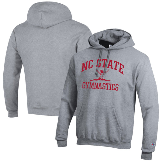 Men's Champion  Gray NC State Wolfpack Gymnastics Icon Powerblend Pullover Hoodie