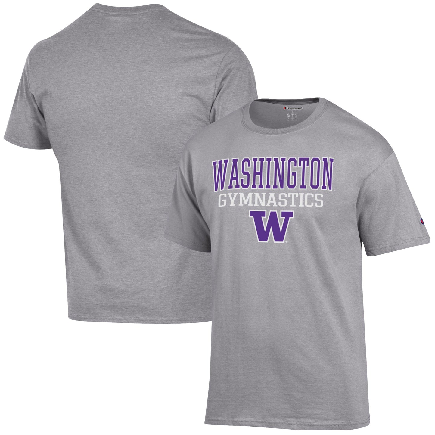 Men's Champion  Gray Washington Huskies Gymnastics Stack T-Shirt