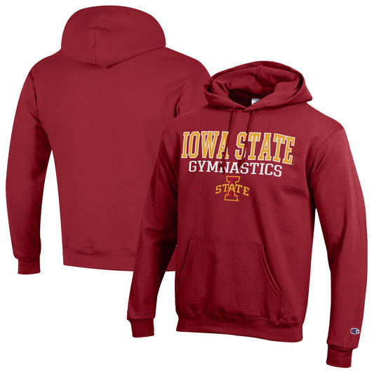 Men's Champion  Cardinal Iowa State Cyclones Gymnastics Stack Powerblend Pullover Hoodie