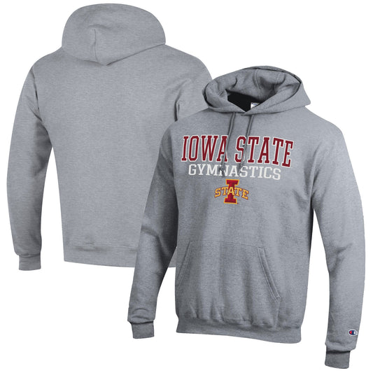 Men's Champion  Gray Iowa State Cyclones Gymnastics Stack Powerblend Pullover Hoodie