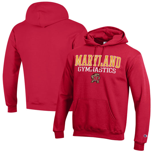 Men's Champion  Red Maryland Terrapins Gymnastics Stack Powerblend Pullover Hoodie