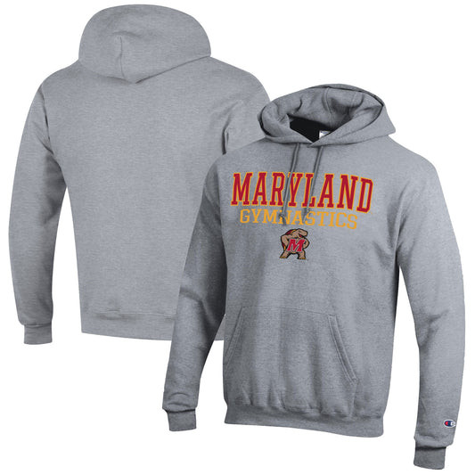 Men's Champion  Gray Maryland Terrapins Gymnastics Stack Powerblend Pullover Hoodie