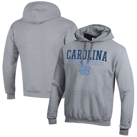 Men's Champion  Gray North Carolina Tar Heels Gymnastics Stack Powerblend Pullover Hoodie