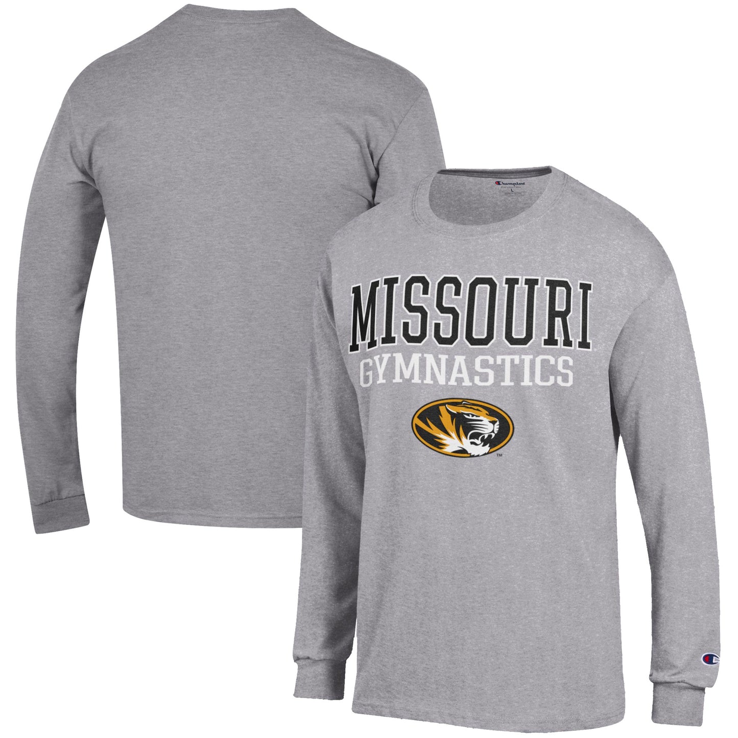 Men's Champion  Gray Missouri Tigers Gymnastics Stack Long Sleeve T-Shirt