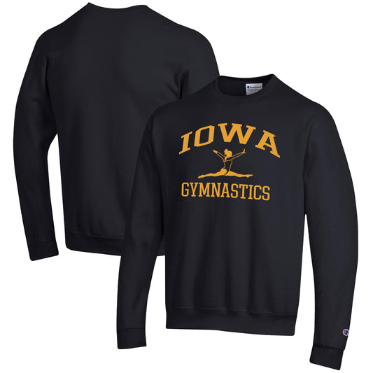 Men's Champion  Black Iowa Hawkeyes Gymnastics Icon Powerblend Pullover Sweatshirt