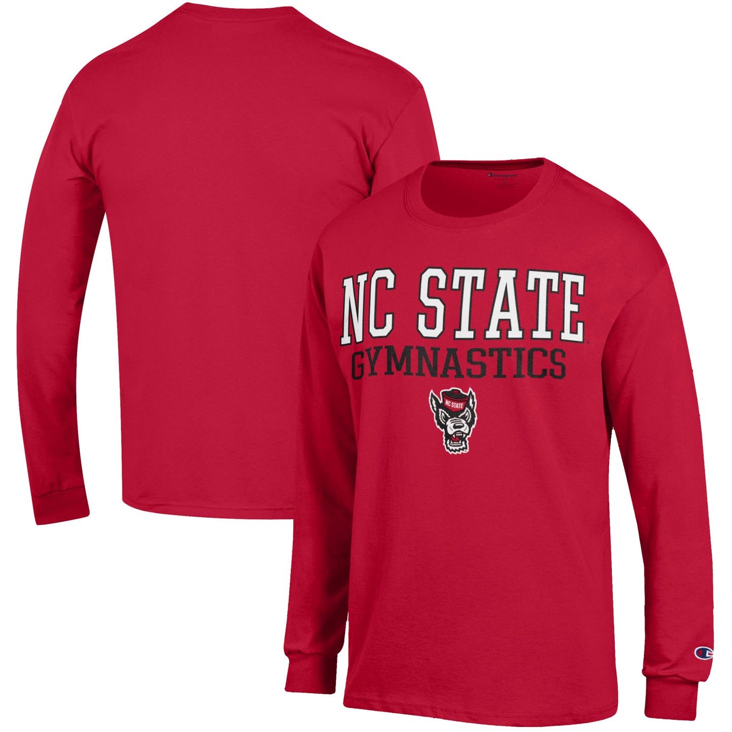 Men's Champion  Red NC State Wolfpack Gymnastics Stack Long Sleeve T-Shirt