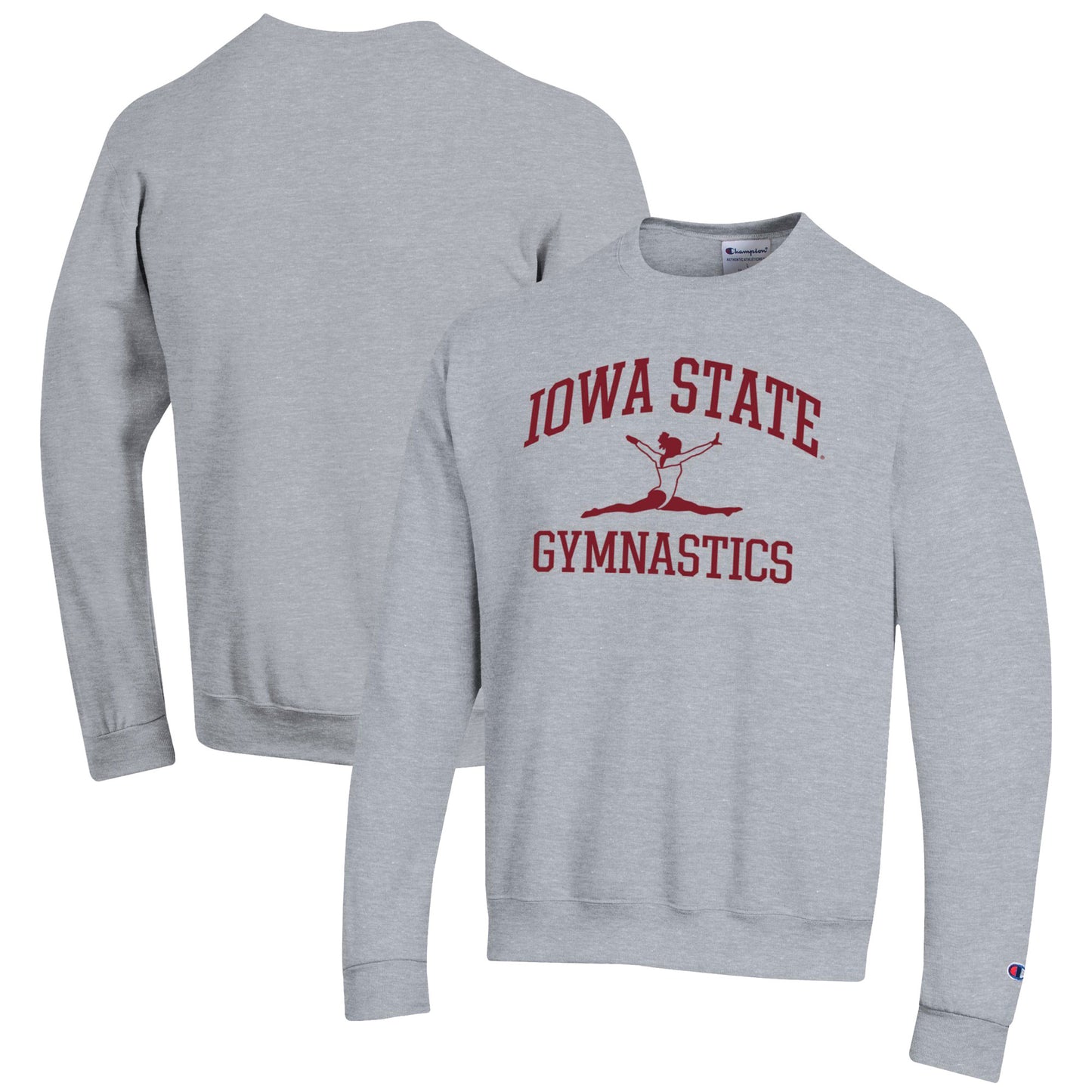 Men's Champion  Gray Iowa State Cyclones Gymnastics Icon Powerblend Pullover Sweatshirt