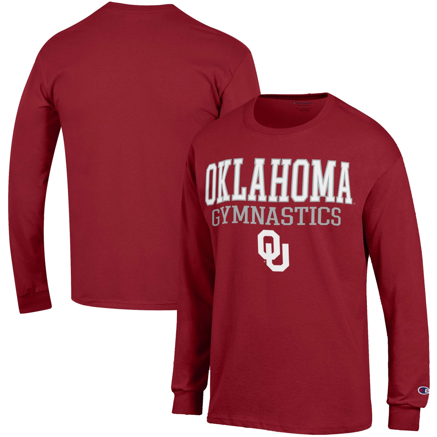 Men's Champion  Crimson Oklahoma Sooners Gymnastics Stack Long Sleeve T-Shirt