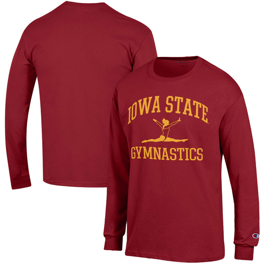 Men's Champion  Cardinal Iowa State Cyclones Gymnastics Icon Long Sleeve T-Shirt