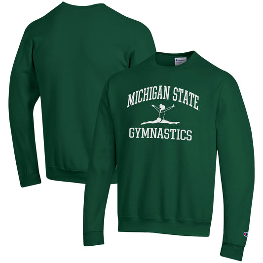 Men's Champion  Green Michigan State Spartans Gymnastics Icon Powerblend Pullover Sweatshirt