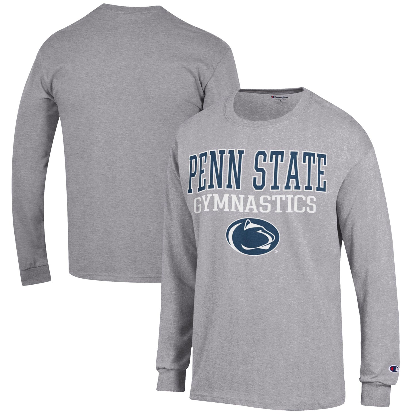 Men's Champion  Gray Penn State Nittany Lions Gymnastics Stack Long Sleeve T-Shirt