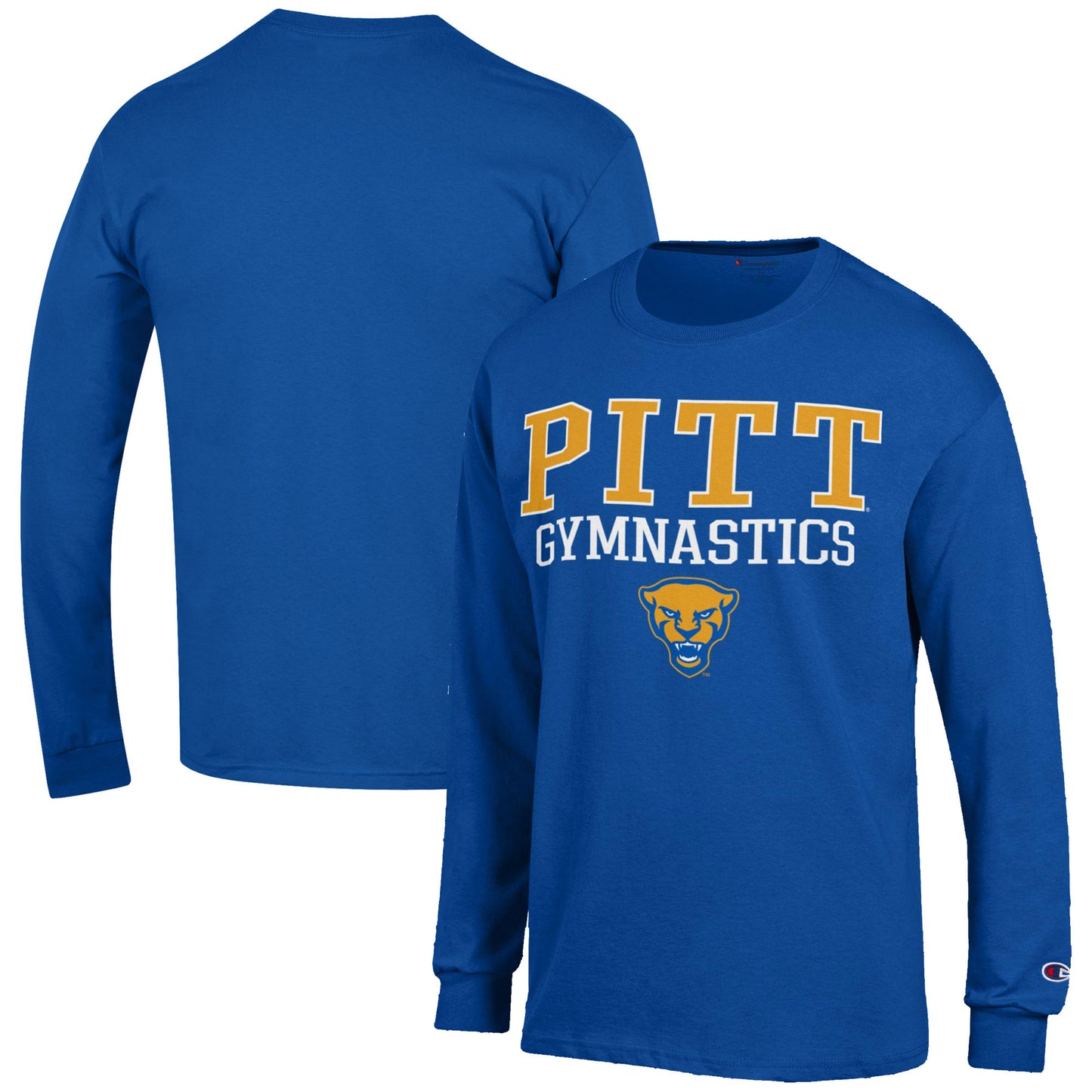 Men's Champion  Royal Pitt Panthers Gymnastics Stack Long Sleeve T-Shirt