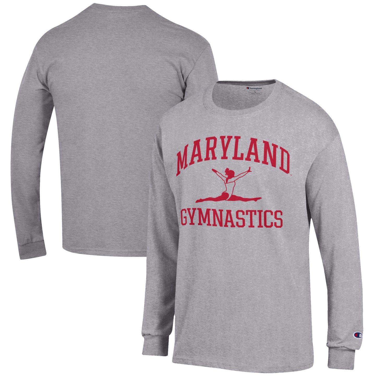 Men's Champion  Gray Maryland Terrapins Gymnastics Icon Long Sleeve T-Shirt