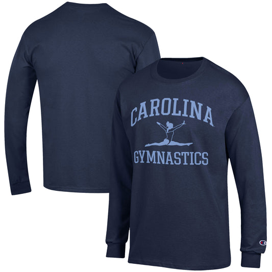 Men's Champion  Navy North Carolina Tar Heels Gymnastics Icon Long Sleeve T-Shirt