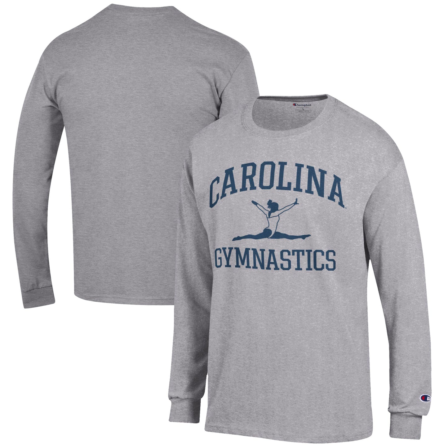 Men's Champion  Gray North Carolina Tar Heels Gymnastics Icon Long Sleeve T-Shirt