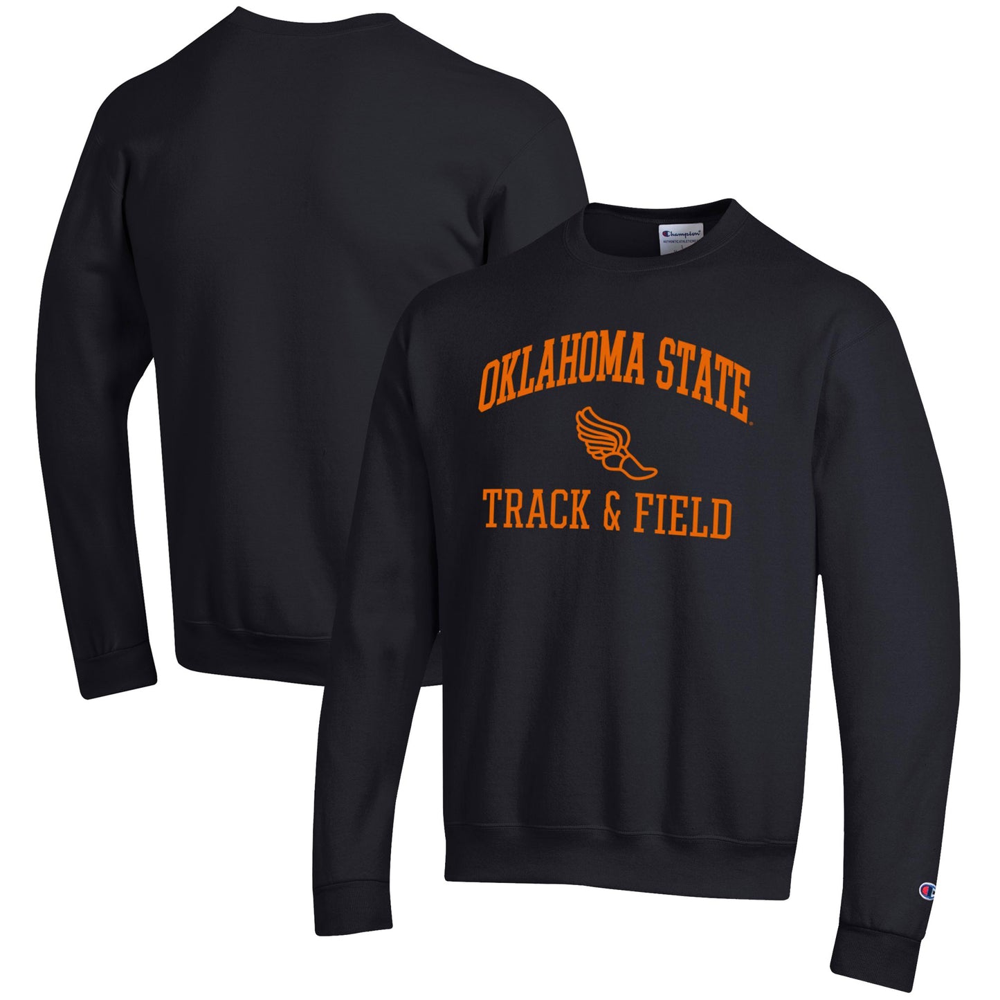 Men's Champion  Black Oklahoma State Cowboys Track & Field Icon Powerblend Pullover Sweatshirt