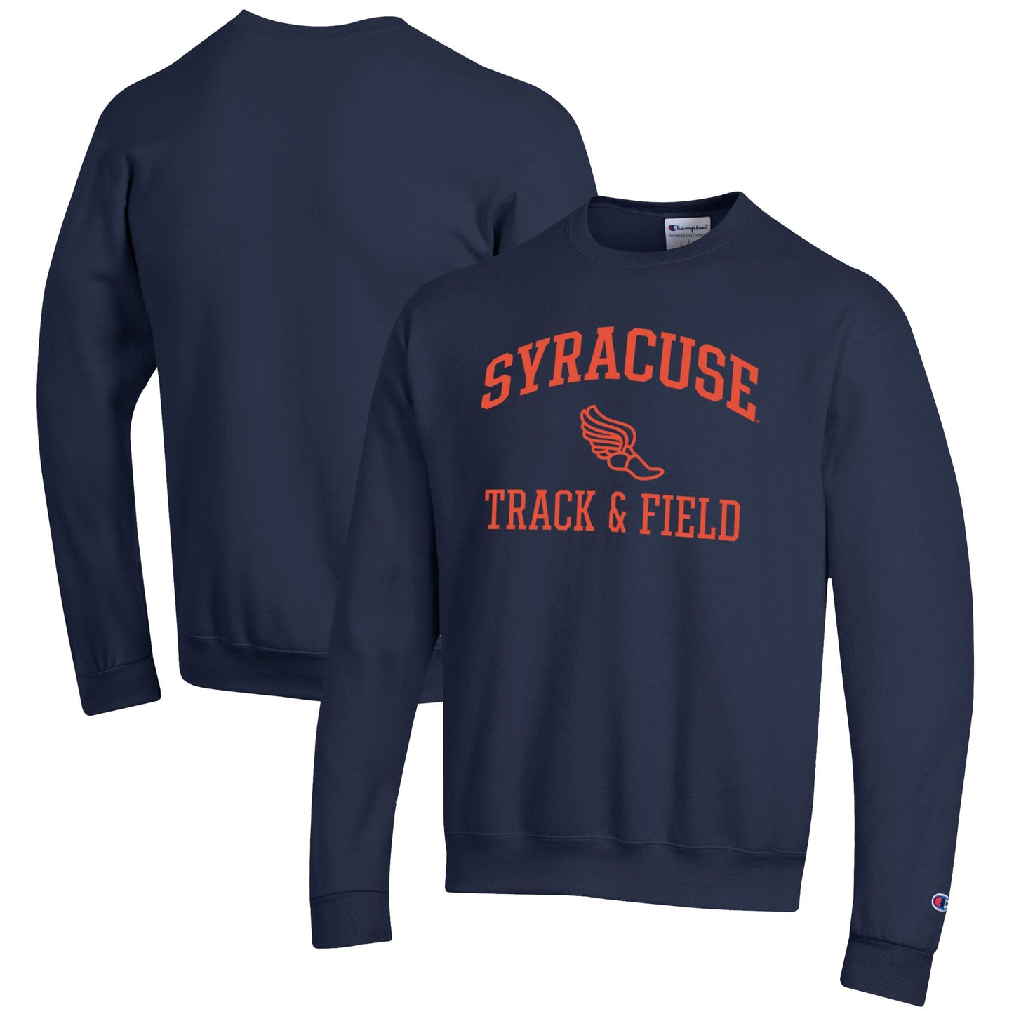 Men's Champion  Navy Syracuse Orange Track & Field Icon Powerblend Pullover Sweatshirt