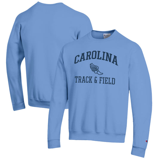 Men's Champion  Carolina Blue North Carolina Tar Heels Track & Field Icon Powerblend Pullover Sweatshirt