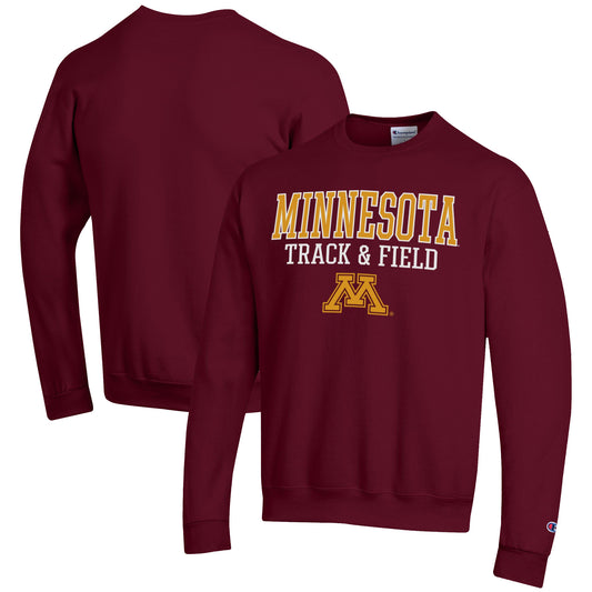 Men's Champion  Maroon Minnesota Golden Gophers Track & Field Stack Powerblend Pullover Sweatshirt