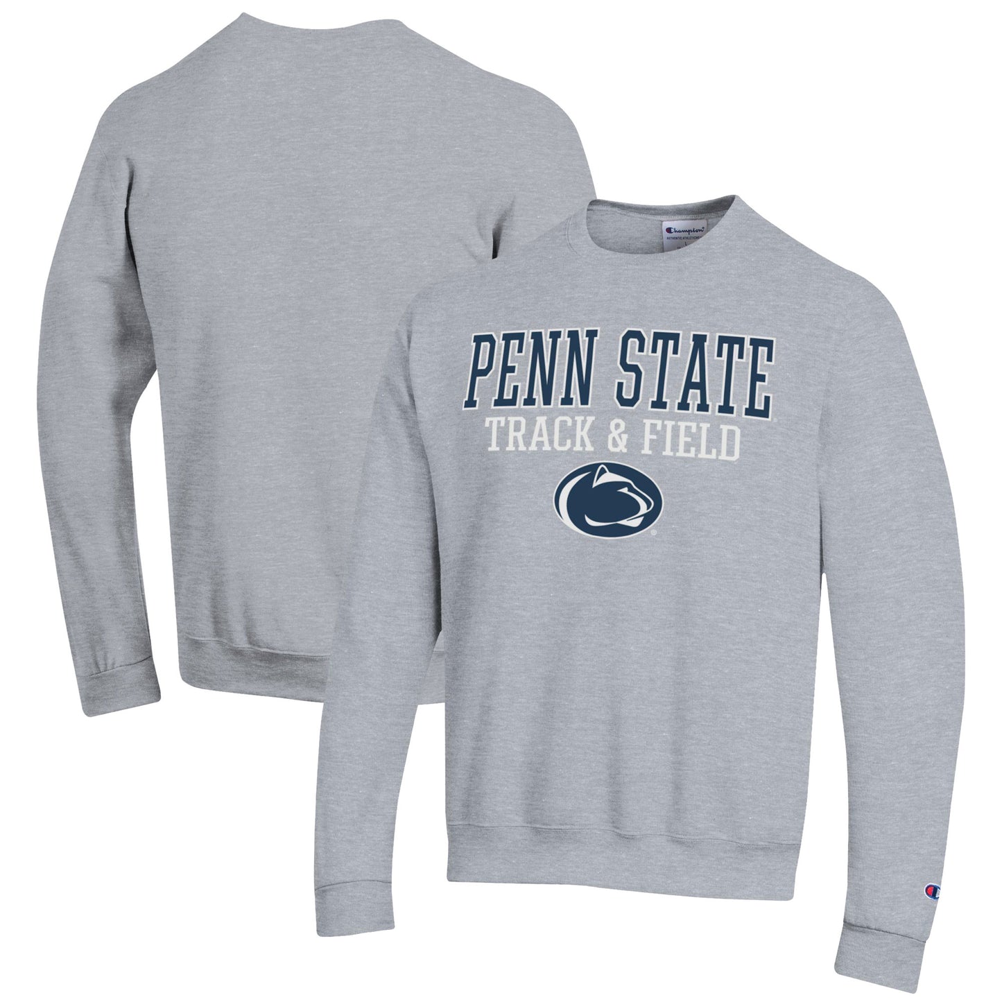 Men's Champion  Gray Penn State Nittany Lions Track & Field Stack Powerblend Pullover Sweatshirt