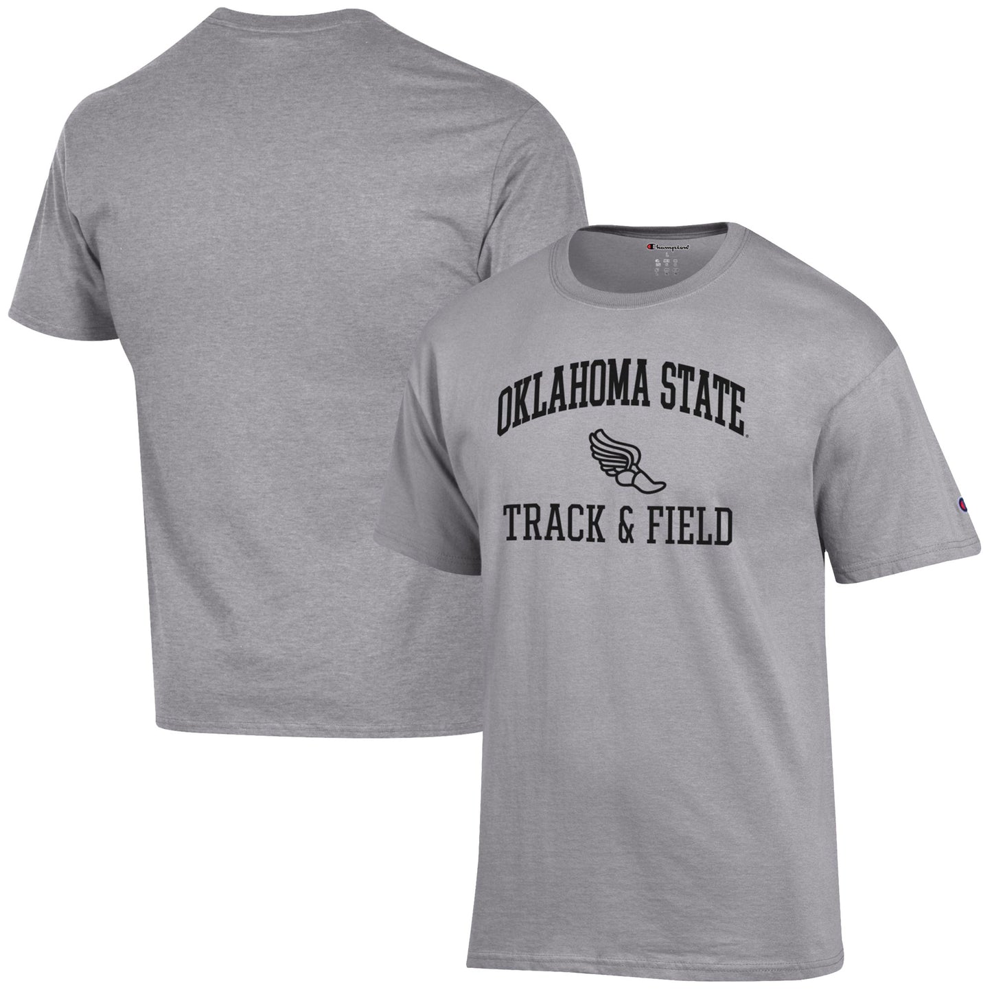 Men's Champion  Gray Oklahoma State Cowboys Track & Field Icon T-Shirt