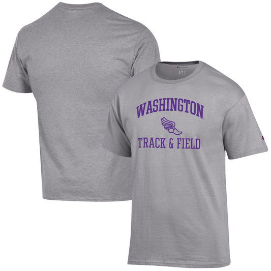 Men's Champion  Gray Washington Huskies Track & Field Icon T-Shirt