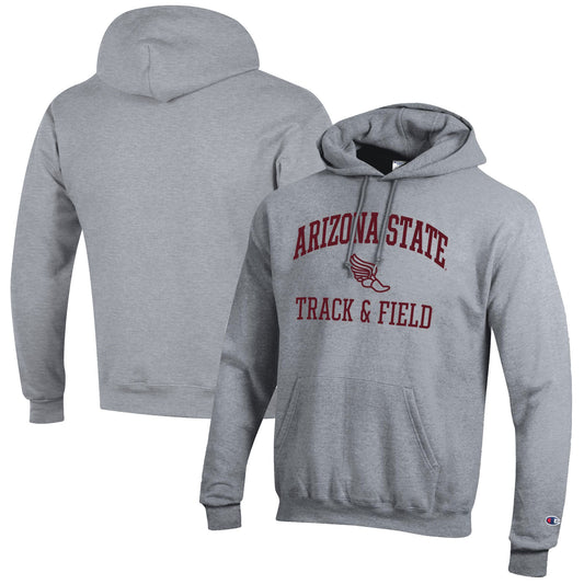 Men's Champion  Gray Arizona State Sun Devils Track & Field Icon Powerblend Pullover Hoodie