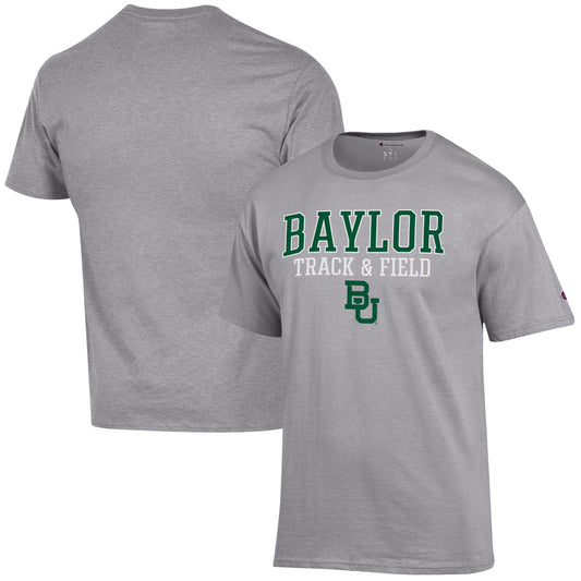 Men's Champion  Gray Baylor Bears Track & Field Stack T-Shirt