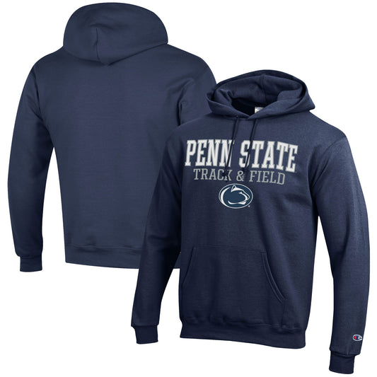 Men's Champion  Navy Penn State Nittany Lions Track & Field Stack Powerblend Pullover Hoodie