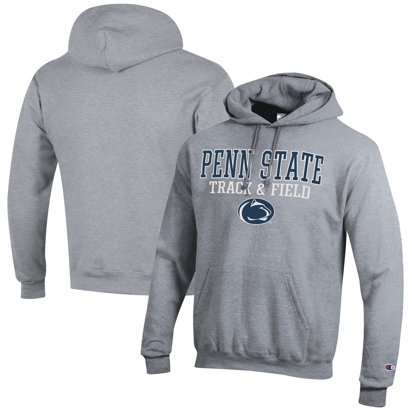 Men's Champion  Gray Penn State Nittany Lions Track & Field Stack Powerblend Pullover Hoodie