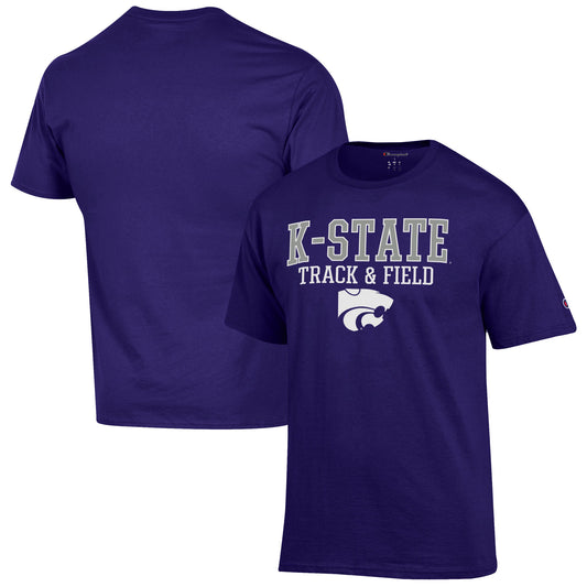 Men's Champion  Purple Kansas State Wildcats Track & Field Stack T-Shirt