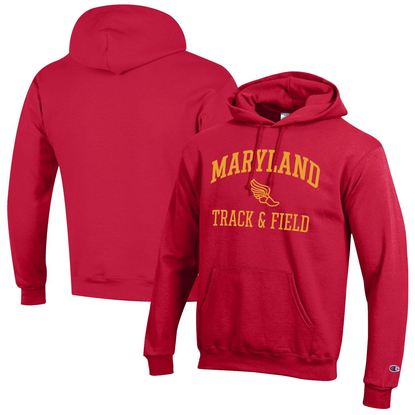 Men's Champion  Red Maryland Terrapins Track & Field Icon Powerblend Pullover Hoodie