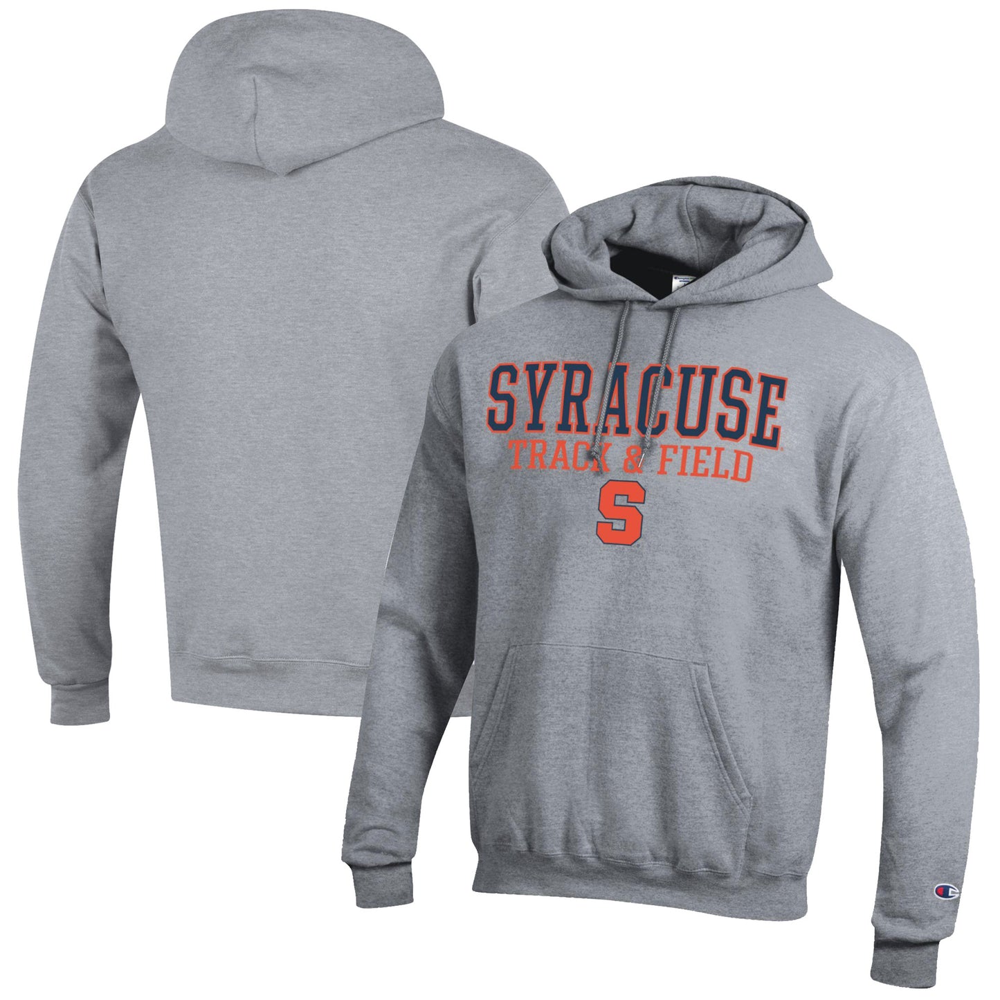 Men's Champion  Gray Syracuse Orange Track & Field Stack Powerblend Pullover Hoodie