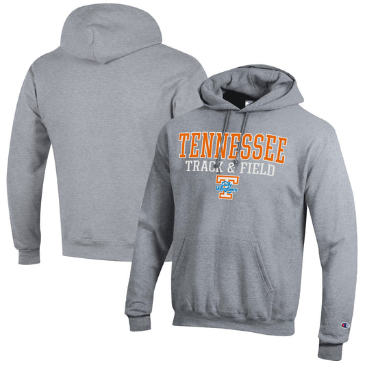 Men's Champion  Gray Tennessee Volunteers Track & Field Stack Powerblend Pullover Hoodie